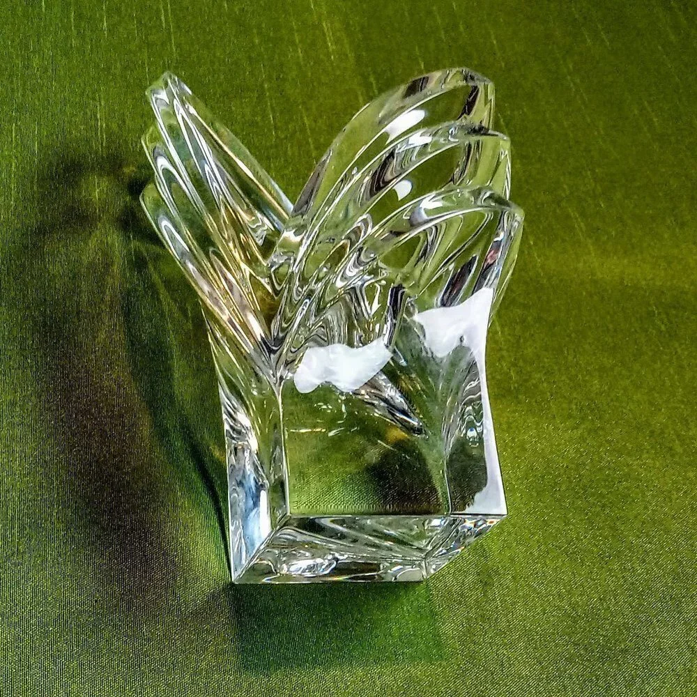 Mikasa Crystal Art Deco Fan Shape Candle Holder